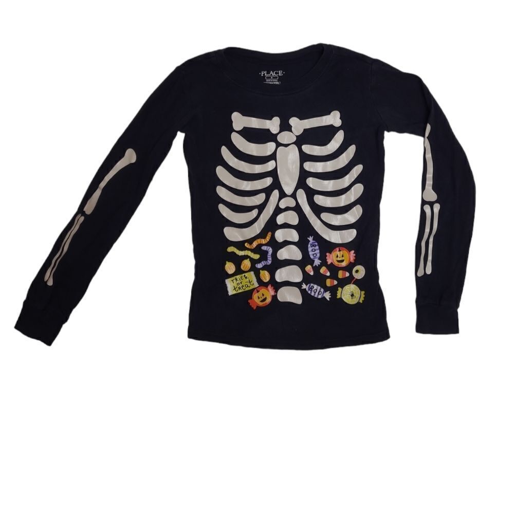 CHILDRENS PLACE glow in the dark skeleton candy long sleeve sleep top 8